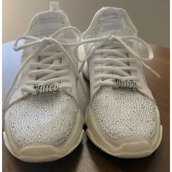 Juicy Couture Y2K White Bling Chunky  Bling Sneakers size 9 - Picture 3 of 12